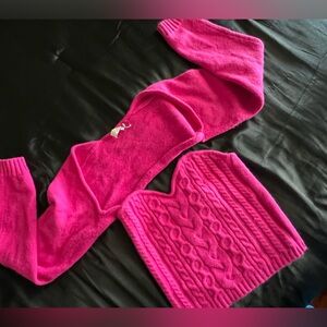 Pink tube top and arms